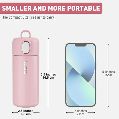 Exllena 10oz Small Insulated Water Bottle with One-Touch Soft Straw Lid, Double-Wall Vacuum Small Travel Water Bottle for Cold&Hot Drinks–Leak-Proof, Mini Flask for Handbag, Yoga, Sport(Mint)