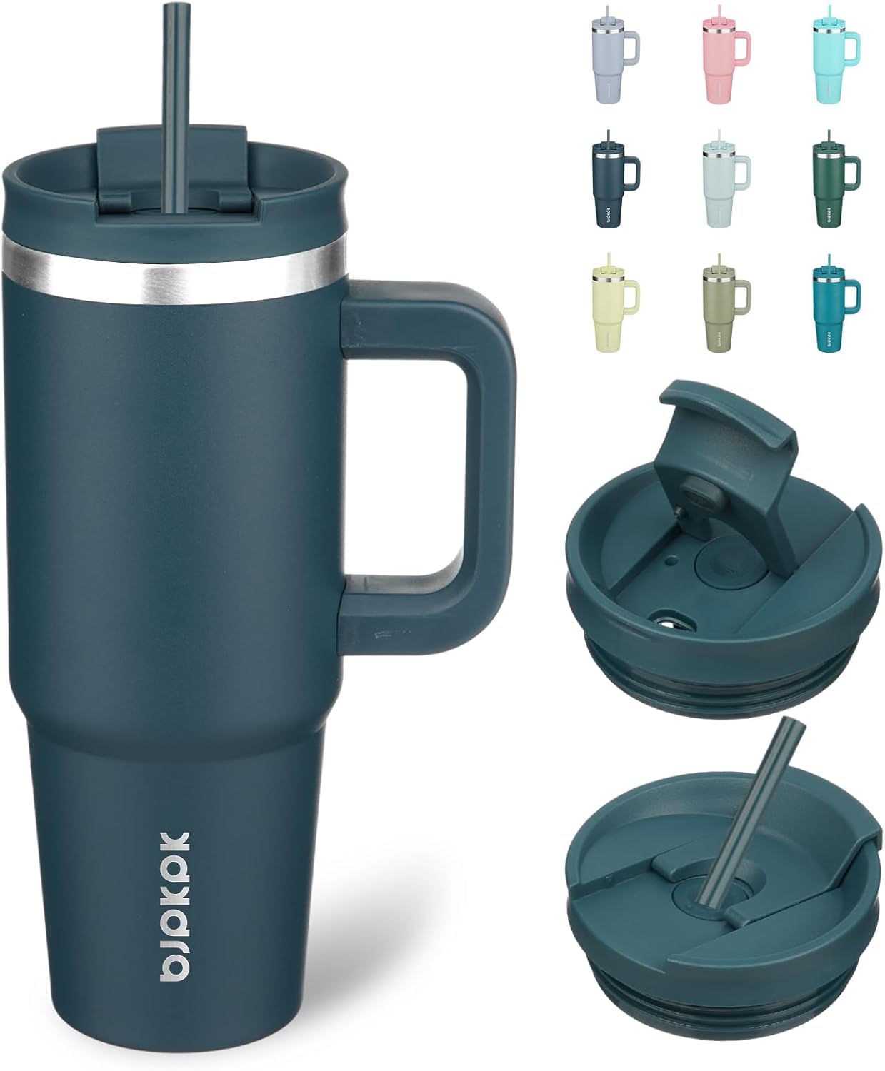 BJPKPK 30oz Stainless Steel Insulated Tumbler With Handle And Lid Straw Travel Coffee Mug Thermal Cup,Black