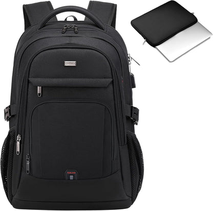DUSLANG 17 Inch Laptop Backpack for Travel Water Resistant College Backpack for Men/Women Laptop Bag with USB Charging Port,Black - Colors A
