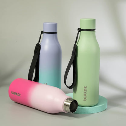 BJPKPK Insulated Water Bottles, 18 oz Stainless Steel Metal Water Bottle with Strap, BPA Free Leak Proof Jugs, Mugs, Flasks, Reusable Thermal Flasks for Sports & Travel, Black - Colors B
