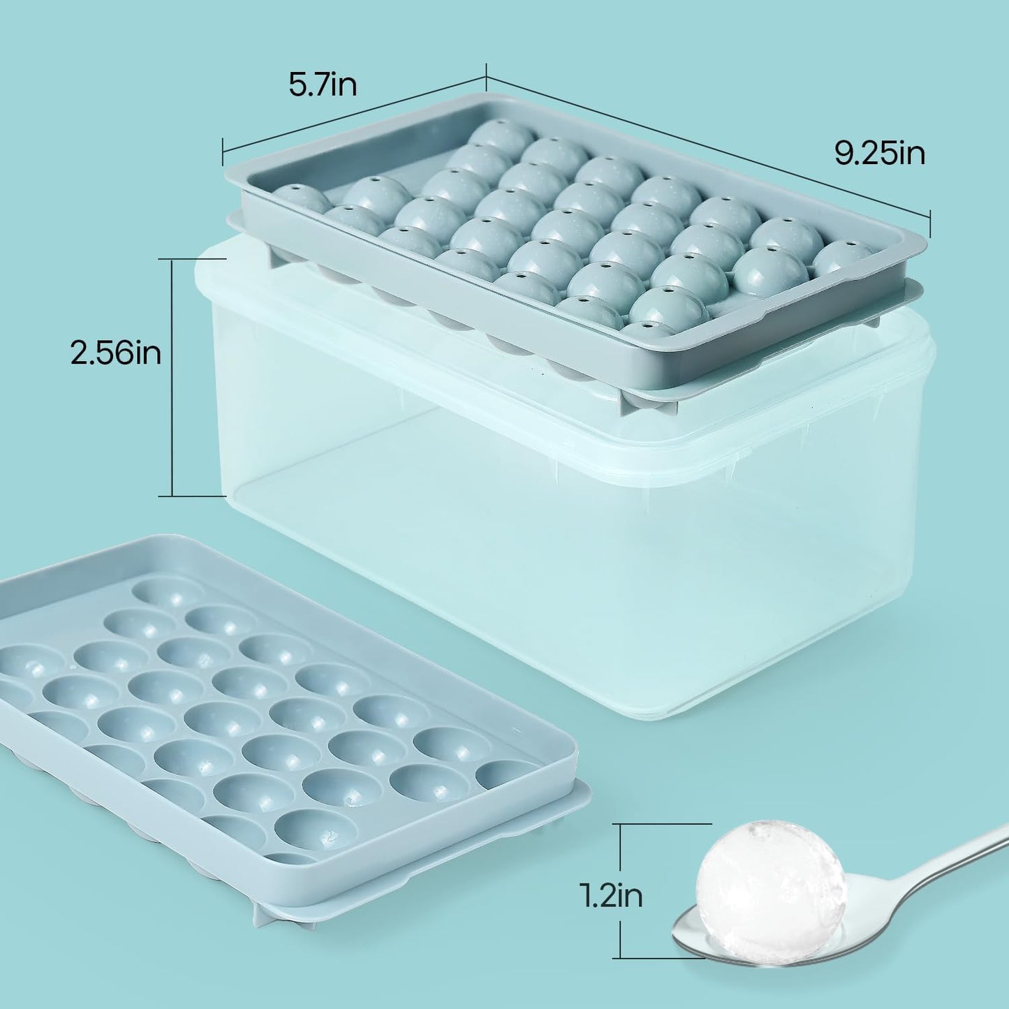 Ice Cube Tray with Lid and Bin – Round Ice Cube Trays for Freezer, BPA-Free Food-Grade Ice Mold, Stackable Ice Ball Maker, Iced Bucket Kits, Circle Ice Tray for Cocktails, Whiskey, Coffee, and Drinks