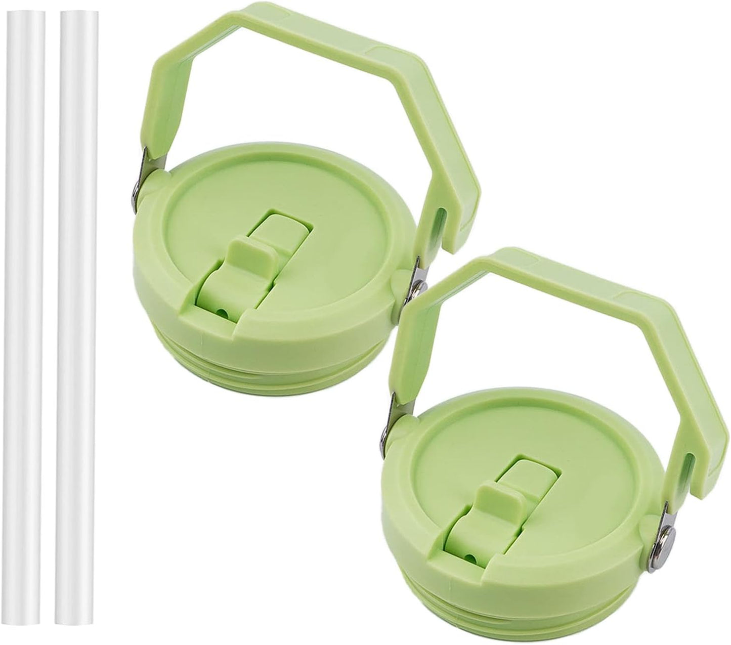 2 Pack 40 oz Tumbler Flip Straw Lid Replacement Fit for 40 oz Stanley Quencher, Leak Proof,Handle On Top,Reusable Tumbler Cover Compatible with 40oz Stanley Quencher (Cream White)
