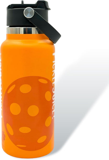 Maui Pickleball Co.™ Pickleball Water Bottle 32oz Insulated Stainless Steel Water Bottle PickleBall Accessories Pickleball Gifts Sip/Swig Lid with Carry Handle