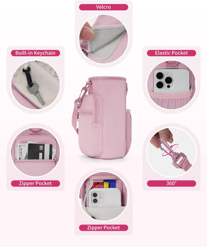 sportsnew Magnetic Gym Bag for Women Men, Crossbody Insulated Cup Sleeve Water Bottle Carrier Holder with Strap for 40oz Tumbler with Handle, 4 Built-in Magnets Small Gym Bag for Workout, Walking