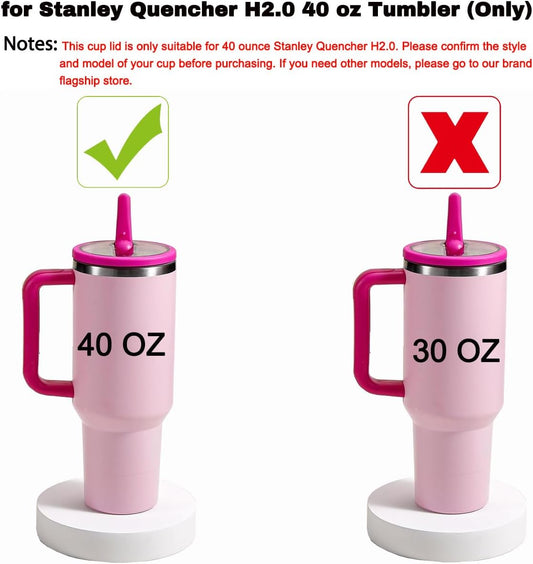 2 Pack Stanley Lid Replacement 40 oz, with Leak Proof and Flip Straw Lid, Stanley Cup Accessories, for Stanley Quencher H2.0 40 oz Tumbler (Only), BPA Free (Milk White)