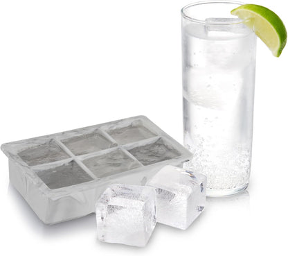 Host Ice Cube Tray, Makes Four 5-Inch Long Cubes, Durable Silicone Trays with Easy Release Design, Perfect for Water Bottles and Highball Glasses, Home Bar Accessories, Set of 1, Marble