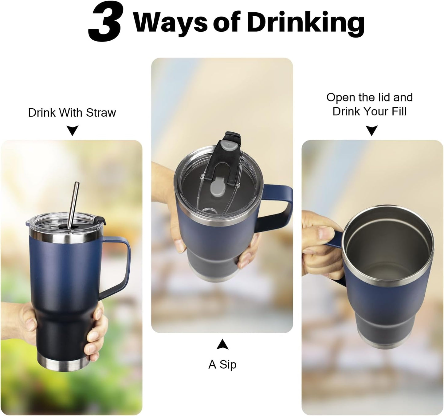 20 oz Tumbler with Handle, Stainless Steel Insulated Tumbler with Lid and Straw, Double Wall Vacuum Coffee Mug Tumbler, Insulated Coffee Thermal Cup for Cold and Hot (Light Purple)