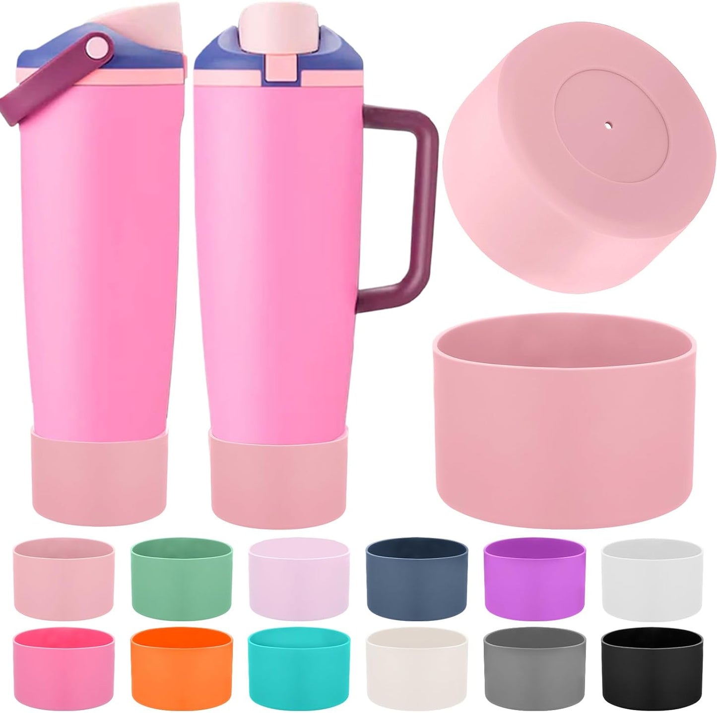 Mity rain 2PCS Protective Silicone Boots for Owala 30oz & 40oz FreeSip Sway Bottles & Tumblers - Accessories for owala, Enhances Stability & Prevents Scratches(Black Cherry)