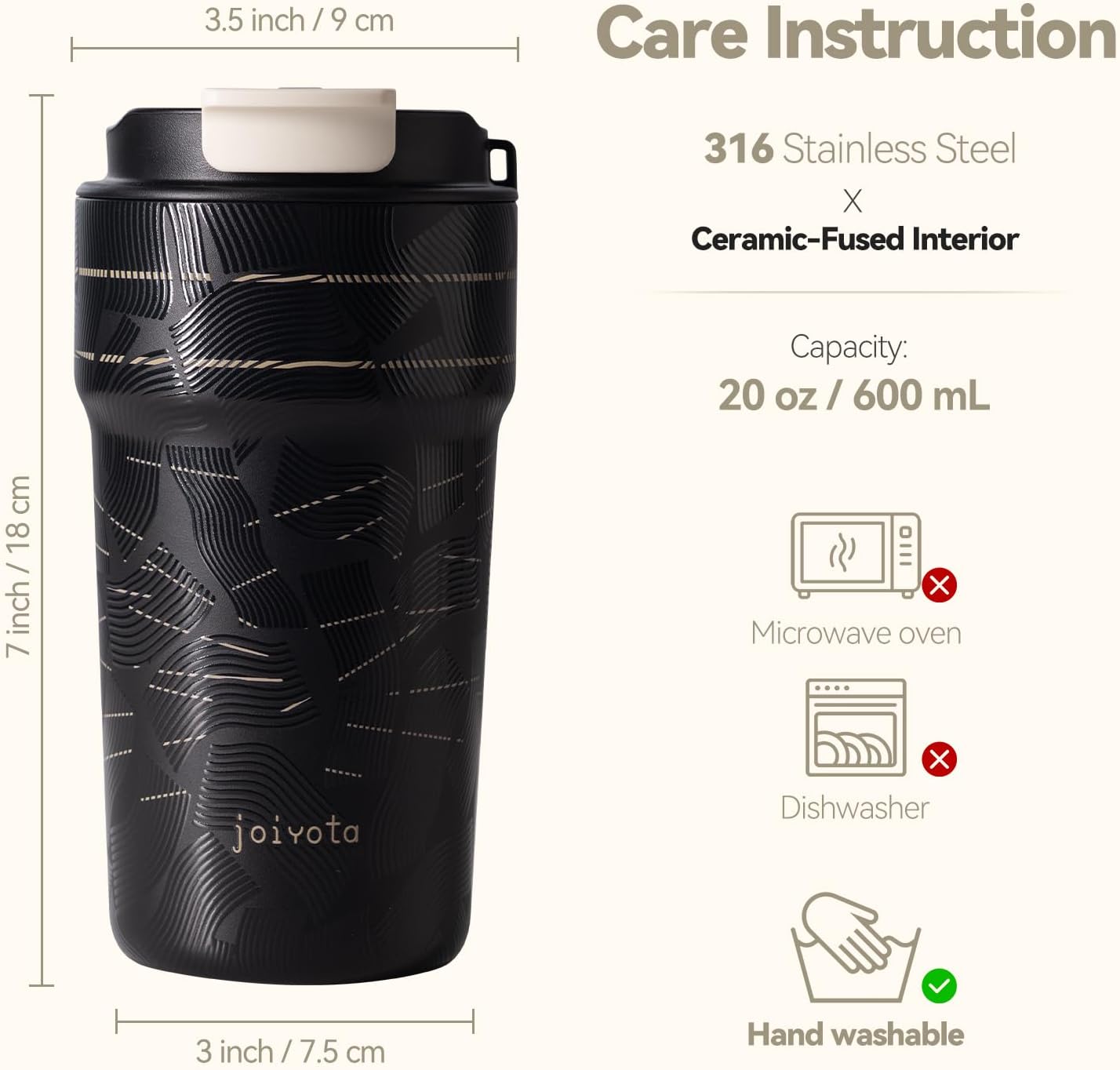 20oz Artic Ceramic Lined Coffee Tumbler, 3D Floral Print Design, Insulated Stainless Steel Travel Mug with Lid and Straw, BPA-Free Leak-Proof for Hot & Iced Coffee Tea, Unique Gifts for Women