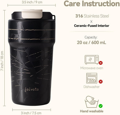 20oz Artic Ceramic Lined Coffee Tumbler, 3D Floral Print Design, Insulated Stainless Steel Travel Mug with Lid and Straw, BPA-Free Leak-Proof for Hot & Iced Coffee Tea, Unique Gifts for Women