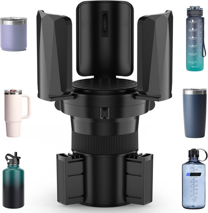 DYLEN Car Cup Holder Expander, Cup Holder Expander Adapter for Car with Expandable Arms, Fits Yeti, HydroFlask, Stanley 14-64oz, Other Large Drinks and Mugs in 2.5”-5.9”