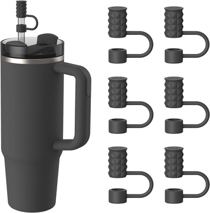 YOTIME 6Pcs Silicone Straw Covers Cap, 0.39in/10mm Straw Toppers Compatible with Stanley Cup 40 & 30 oz, Reusable Dust-Proof Cover Cap for Tumbler with Handle, Starlight