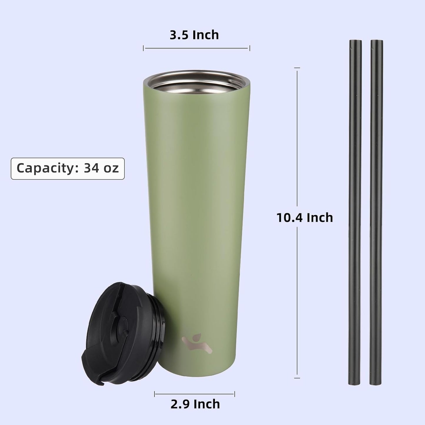 Konokyo 30 OZ Insulated Tumbler with Lid and 2 Straws Stainless Steel Water Bottle Vacuum Travel Mug Coffee Cup,Pastel Sunset