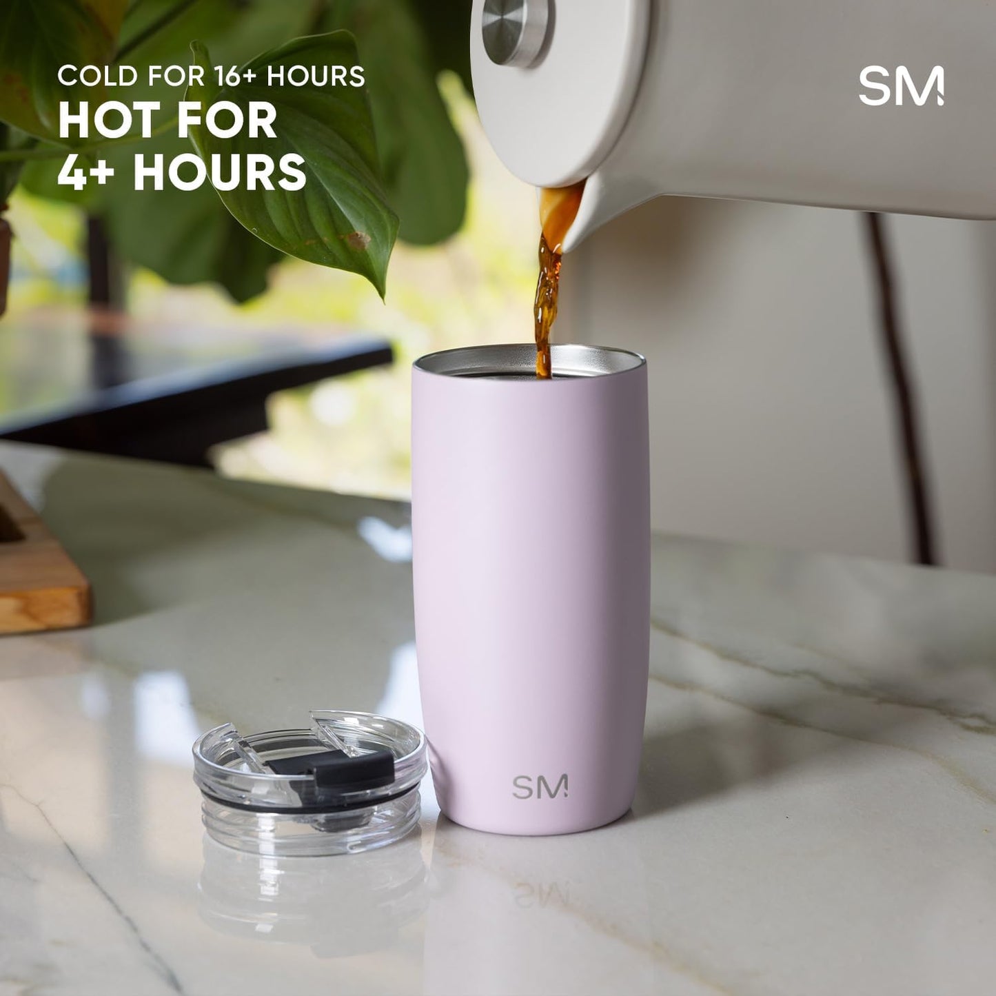 Simple Modern Voyager Tumbler with Flip Lid | Travel Coffee Mug | Insulated Stainless Steel Cold Brew Iced or Hot Coffee Cup | Gifts for Women Men Her Him | 16oz, Almond Birch