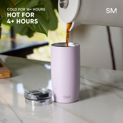 Simple Modern Voyager Tumbler with Flip Lid | Travel Coffee Mug | Insulated Stainless Steel Cold Brew Iced or Hot Coffee Cup | Gifts for Women Men Her Him | 16oz, Almond Birch