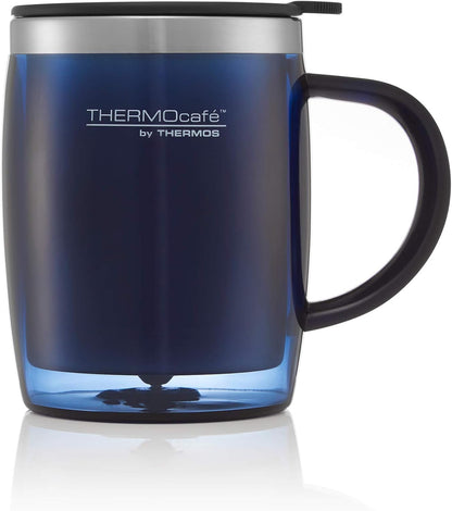 Thermos Translucent Desk Mug, Stainless Steel, Blue, S (Pack of 1), 450 ml