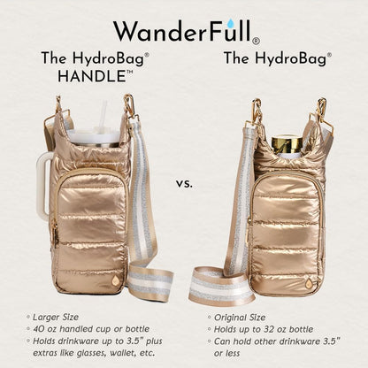 WanderFull Original HydroBag Handle® Zipper Slot for Handle, Hands-Free Crossbody Water Bottle Holder & Tumbler Accessories