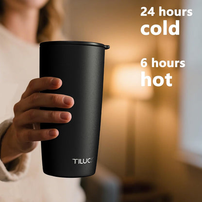 TILUCK 20 oz Insulated Tumbler with BPA-Free Lid, Stainless Steel Vacuum Travel Coffee Mug, Double Wall Coffee Tumbler（20oz，Matte DarkBlue）