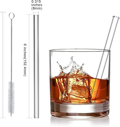 Reusable Glass Straws Shatter Resistant Clear, Skinny Glass Straw Bent Thin for 16 oz Cups Tumblers 9 inch 8mm