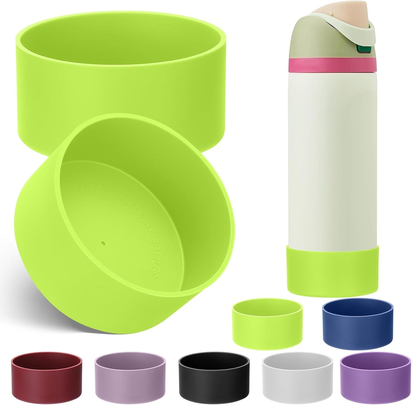 Mity rain 2PCS Silicone Boot for Owala Water Bottle 24 oz 32 oz, Anti-Slip Protective Sleeve Bottom Bumper Protector for FreeSip Stainless Steel Water Bottles Accessories