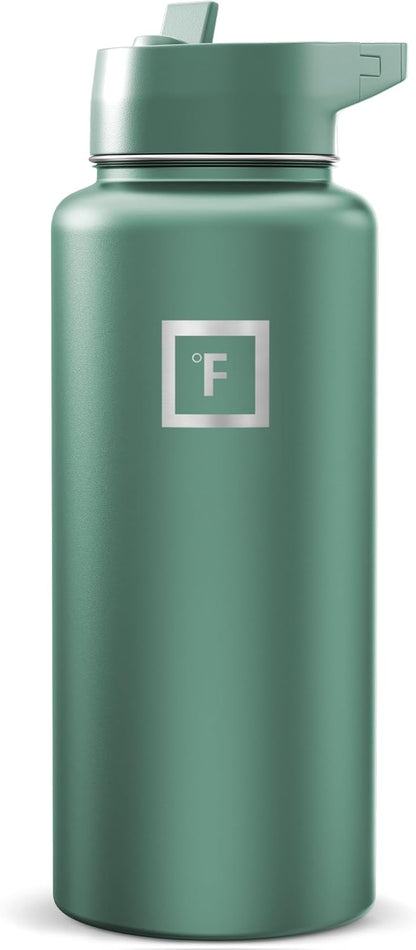 IRON °FLASK Camping & Hiking Hydration Flask with Straw, Wide Mouth Insulated Stainless Steel Sports Water Bottle - 22 oz Aurora