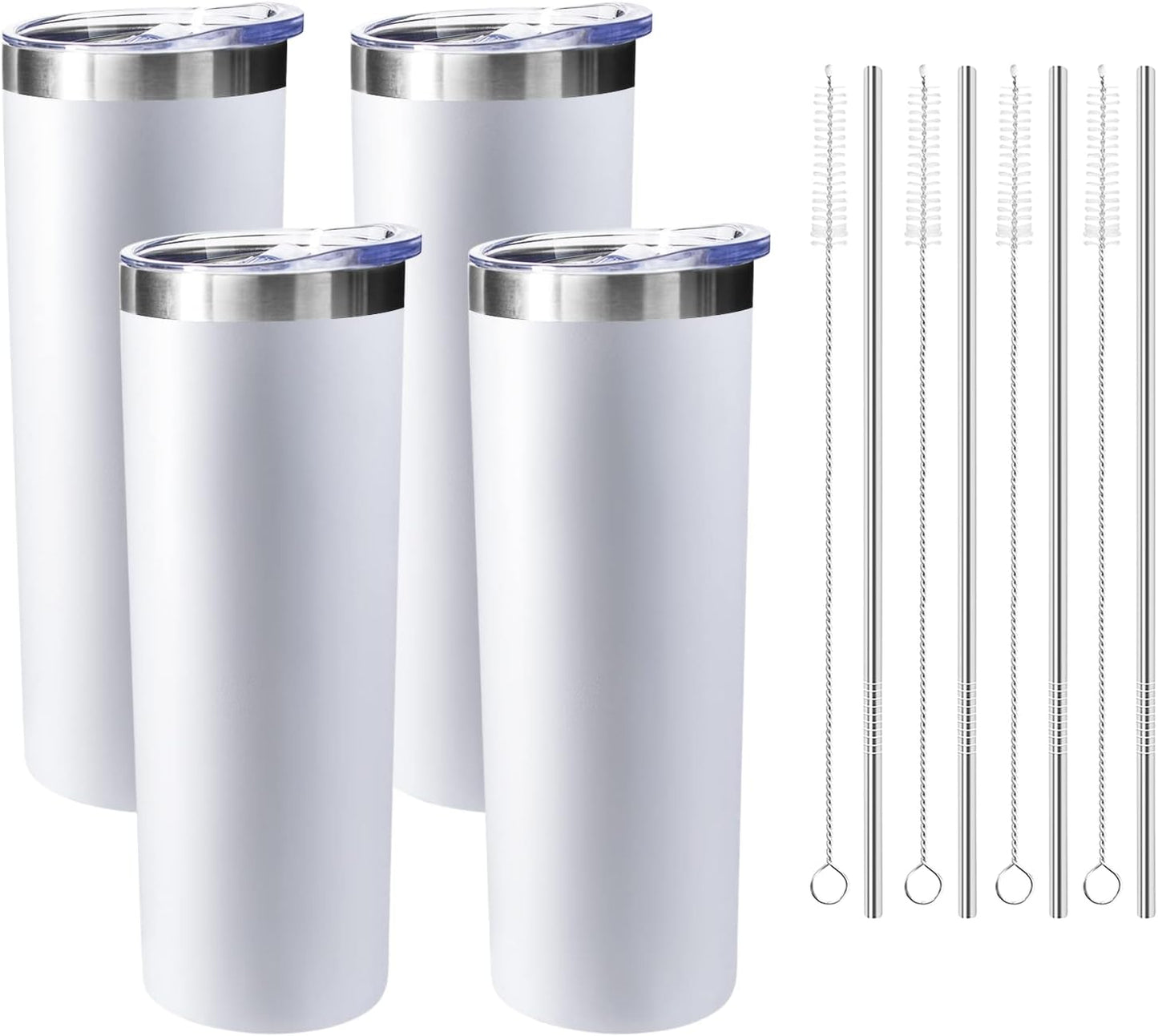 20 oz Skinny Tumblers with Lid and Straw,Stainless Steel Vacuum Insulated Tumbler Cup Double Wall Travel Coffee Mug, Thermal Water Tumbler for Hot and Cold Drinks(Rose Gold,1)