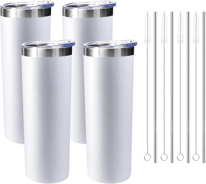 20 oz Skinny Tumblers with Lid and Straw,Stainless Steel Vacuum Insulated Tumbler Cup Double Wall Travel Coffee Mug, Thermal Water Tumbler for Hot and Cold Drinks(Rose Gold,1)