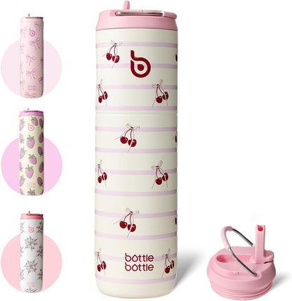 BOTTLE BOTTLE Insulated Water Bottle 24oz with Straw Lid and Handle for Sports Travel Gym Stainless Steel Water Bottles Double-Wall Vacuum Metal Leak Proof BPA-Free