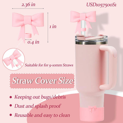 Bow Silicone Protective for Stanley Boot for 20/30/40Oz, 2 Pack for Stanley Cup Accessories Compatible 12-24Oz for Hydroflask Boot and More (Pink Set)