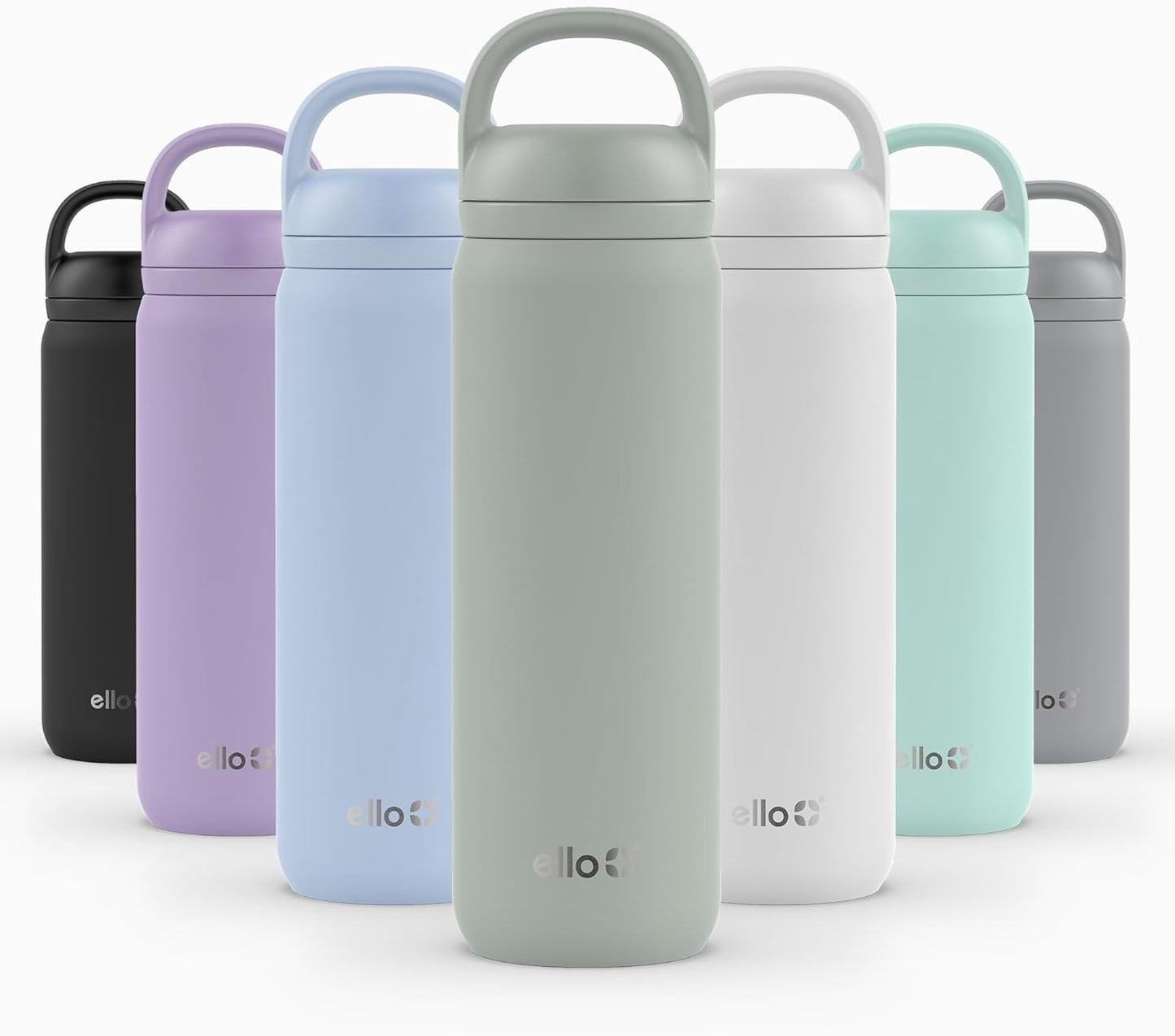 Ello Cooper 22oz Stainless Steel Water Bottle with Straw and Carry Handle, Double Walled and Vacuum Insulated Metal, Leak Proof Locking Lid with Soft Silicone Spout, Reusable, BPA Free, Lilac