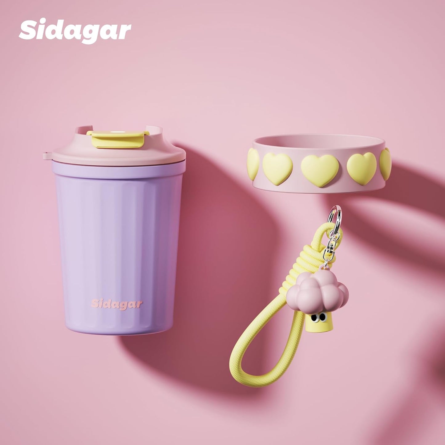 SDGA+ 12 oz Travel Coffee Mug Spill Proof Leak Proof, Stainless Steel Thermal Coffee Cup with Lid, Resuable Cup for Hot and Cold, Portable Tumbler for Women, Light Pink