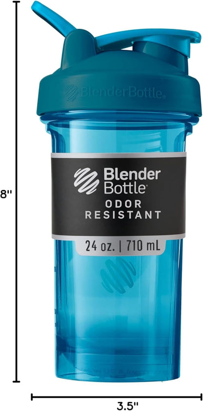BlenderBottle Shaker Bottle Pro Series Perfect for Protein Shakes and Pre Workout, 24-Ounce, Black
