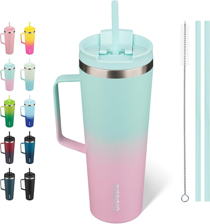 BJPKPK Insulated Tumbler with Handle, 18oz Insulated Tumblers with Lid and Straw, Stainless Steel Metal Water Bottles, Coffee Travel Mugs, Cups, Marshmallow
