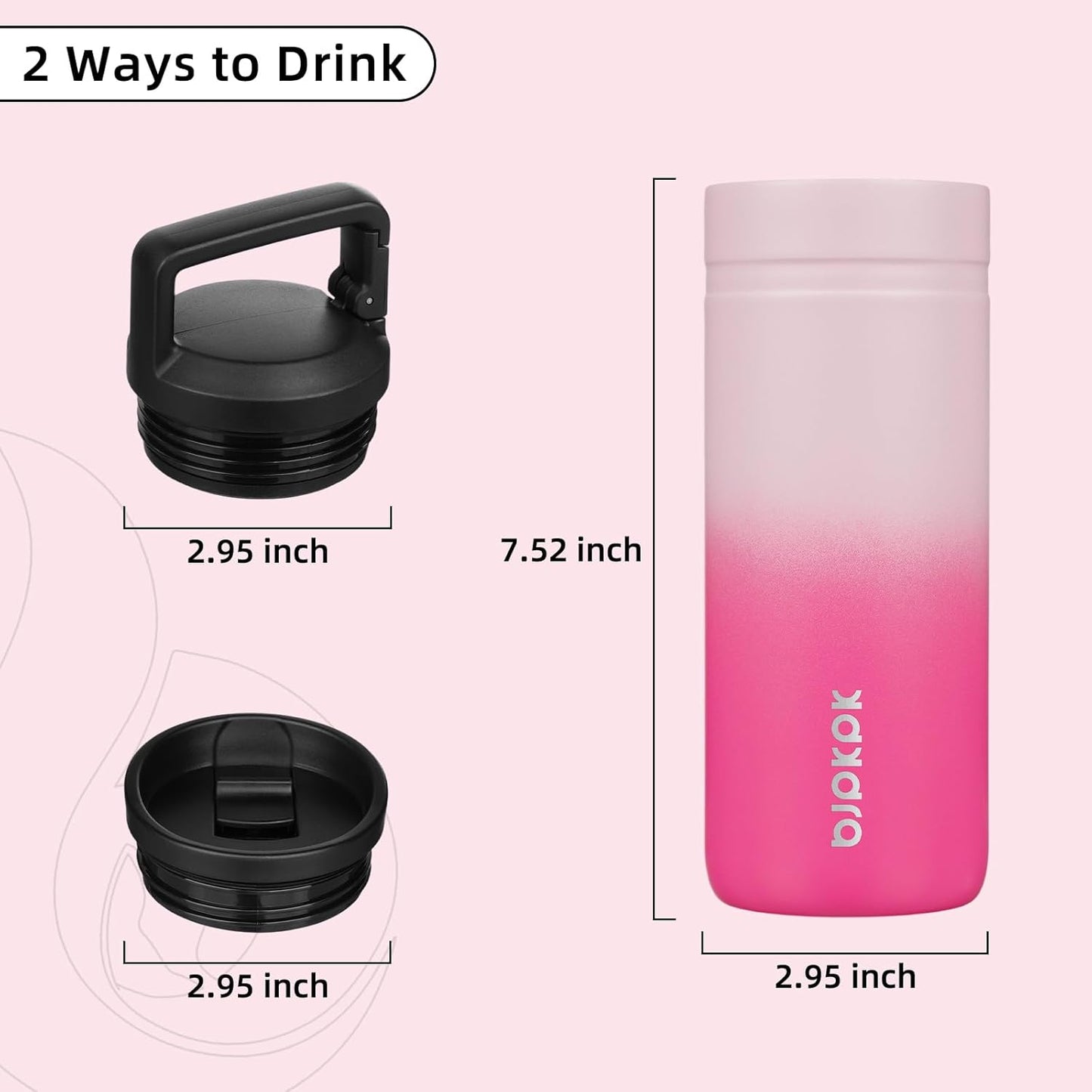 BJPKPK Insulated Water Bottle with 2 Lids,20 oz Double Wall Stainless Steel Vacuum Tumbler Travel Coffee Mug,Wide Mouth Thermal Cup,Haze Blue