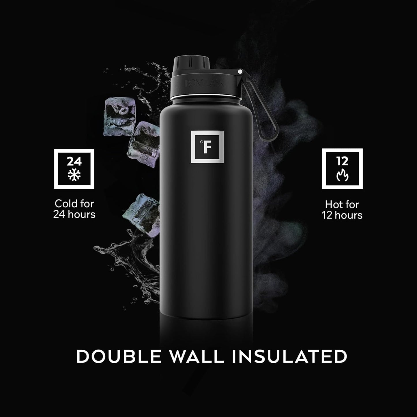 IRON °FLASK Camping & Hiking Hydration Flask with Straw, Wide Mouth Insulated Stainless Steel Sports Water Bottle - 22 oz Aurora