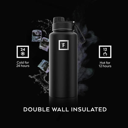 IRON °FLASK Camping & Hiking Hydration Flask with Straw, Wide Mouth Insulated Stainless Steel Sports Water Bottle - 22 oz Aurora