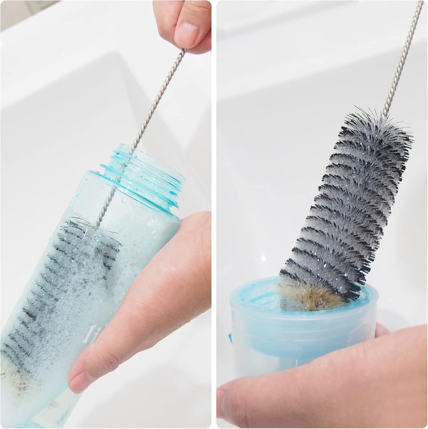 Long Bottle Brush, 17 in Bendable Cleaner Brushes for Cleaning Neck Beer Bottles, Wine, Baby Bottles, Water Bottles, Tumblers, Flask, Bird Feeder, Vase, Pipes and Brewing Supplies Black/1Pack