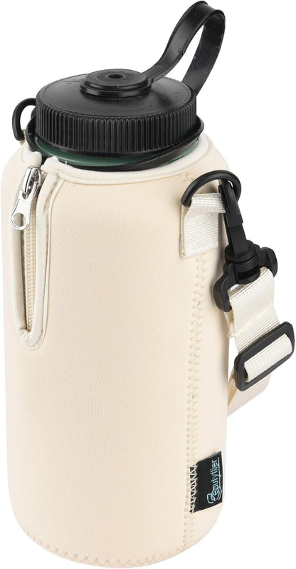 Beautyflier Neoprene Water Bottle Sleeve Insulator Cooler, Compatible with Nalgene Water Bottle 32 OZ, with Adjustable Shoulder Strap for Hydro Flask Wide Mouth Bottle 32oz, etc.