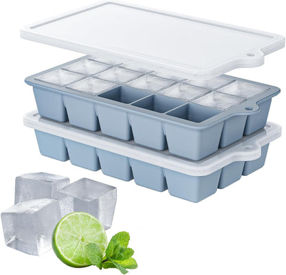Silicone Ice Cube Tray 3 Pack, HANCELANT Ice Cube Mold, Ice Trays for Freezer with Lid for Whiskey, Baby Food, BPA Free, Easy Release