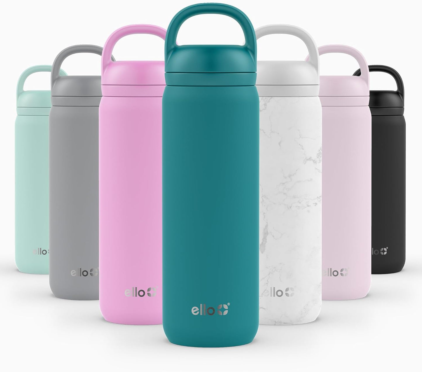 Ello Cooper 22oz Stainless Steel Water Bottle with Straw and Carry Handle, Double Walled and Vacuum Insulated Metal, Leak Proof Locking Lid with Soft Silicone Spout, Reusable, BPA Free, Lilac