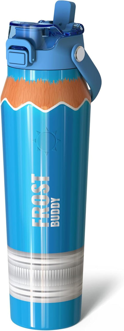 Frost Buddy 24oz Insulated Water Bottle with Straw & Chug Lid | Leak-Proof Stainless Steel | 24-Hours Cold | Sweat-Proof, Cup Holder Friendly | Ideal for Gym, Travel, Sports & Everyday Hydration - Colors A