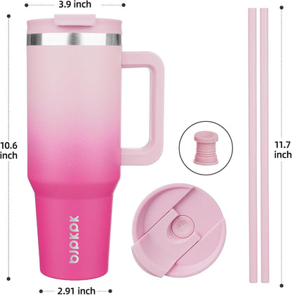 BJPKPK 30oz Stainless Steel Insulated Tumbler With Handle And Lid Straw Travel Coffee Mug Thermal Cup,Black