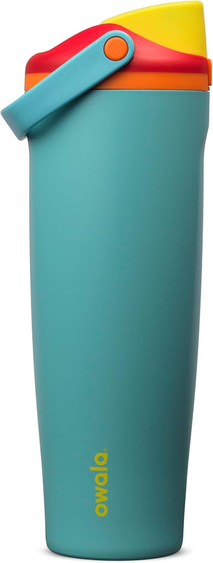 Owala FreeSip Sway Insulated Stainless Steel Water Bottle with Two-Way Spout, Built-In Straw and Bucket Handle, Made for Travel, School, and Sports, 30oz, BPA Free, Leak Proof, Daybreak