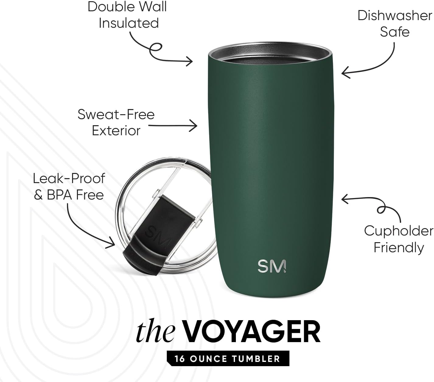Simple Modern Voyager Tumbler with Flip Lid | Travel Coffee Mug | Insulated Stainless Steel Cold Brew Iced or Hot Coffee Cup | Gifts for Women Men Her Him | 16oz, Almond Birch