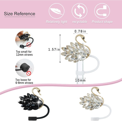 Cute Straw Cover Cap for Stanley Cup Accessories,Bling Straw Toppers for Stanley Tumbler 40&30 oz,Reusable Straws Tips Protectors Compatible with 10mm Straws