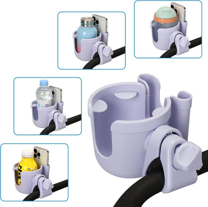 Accmor Stroller Cup Holder with Phone Holder, Bike Cup Holder, Universal Cup Holder for Uppababy Nuna Doona Strollers, 2-in-1 Cup Holder for Walker, Wheelchair, Scooter - Colors B