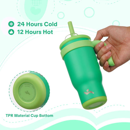 Konokyo 30 oz Tumbler with Side Handle, Insulated Water Bottle with Straw and 2 in 1 Lid, Stainless Steel Cup Travel Coffee Mug for Sports Office Gym,Purple