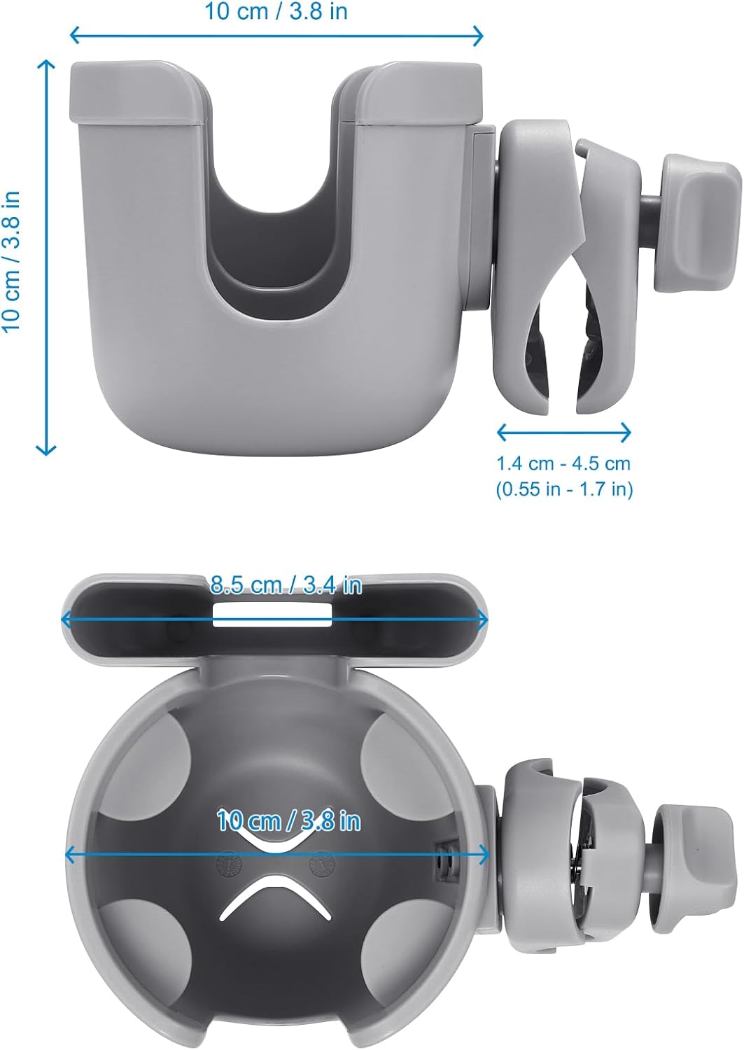 Accmor Stroller Cup Holder with Phone Holder, Bike Cup Holder, Universal Cup Holder for Uppababy Nuna Doona Strollers, 2-in-1 Cup Holder for Walker, Wheelchair, Scooter - Colors A