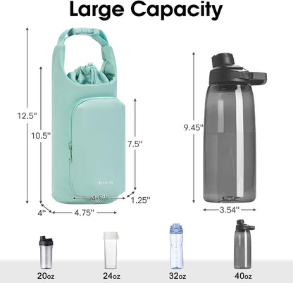 Ceneda Water Bottle Carrier Bag with Phone Pocket 32oz 40oz Tumbler Insulated Water Bottle Holder with Adjustable Shoulder Strap Carrier Sling Bag (Purple)
