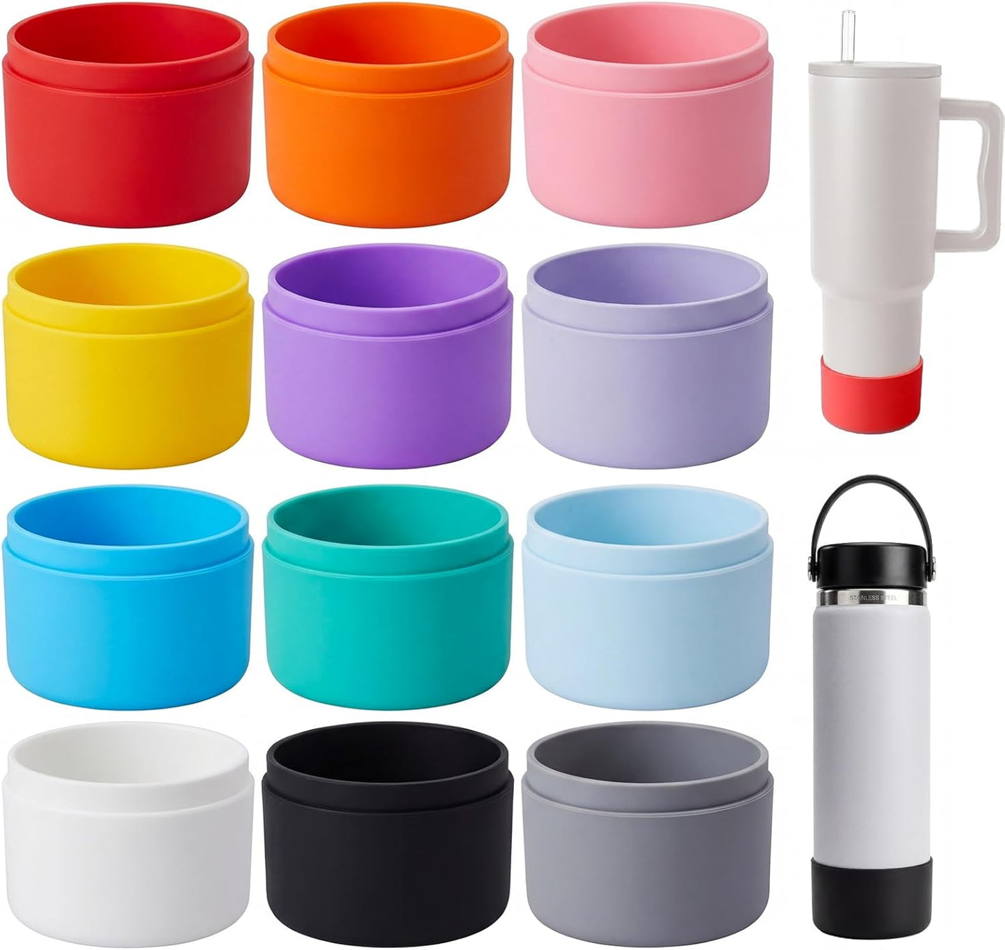 Patelai 24 Pcs Silicone Bottle Boots for Water Tumbler, Bottom Protector, 2.8-3.1in Width Bottom Protector Cover Sleeve